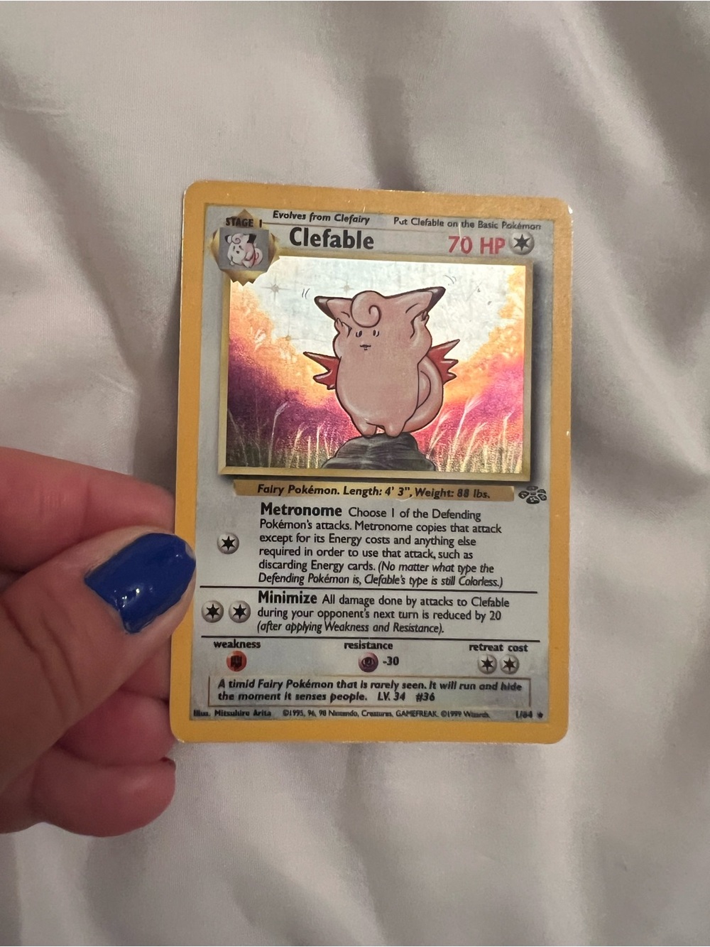 1999 RARE Clefable 1/64 Jungle Holo Unlimited Pokemon Card - Picture 3 of 10